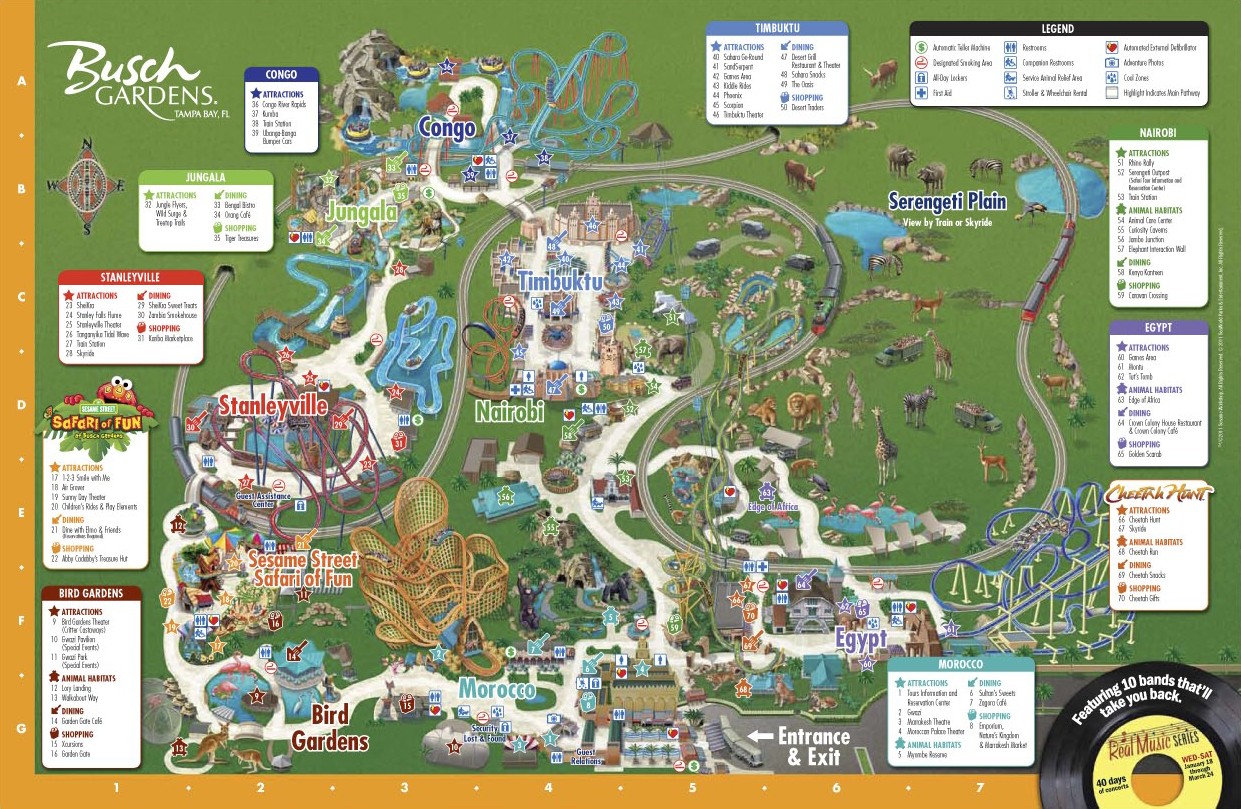 Parkmaps Parkplan Plattegrond Busch Gardens Tampa