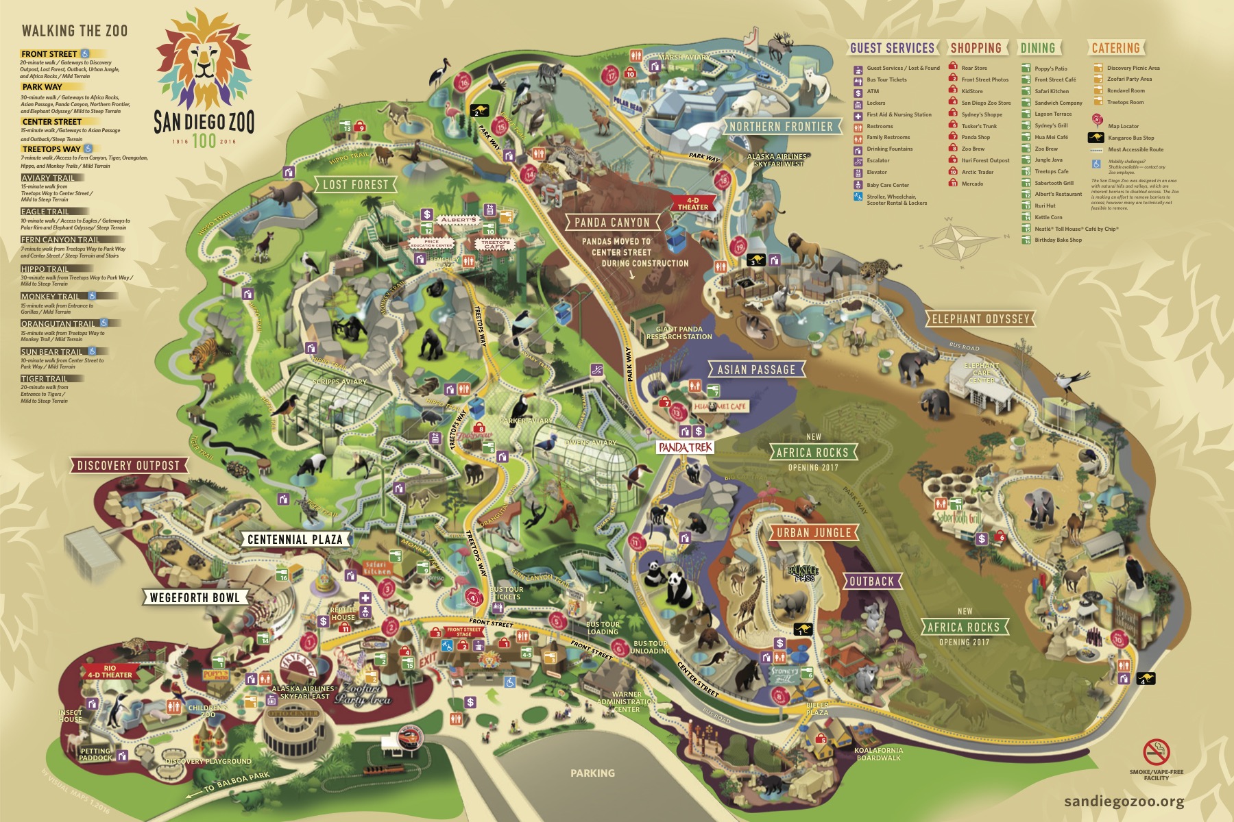 Parkmaps Parkplan Plattegrond San Diego Zoo Freizeitpark Weltde