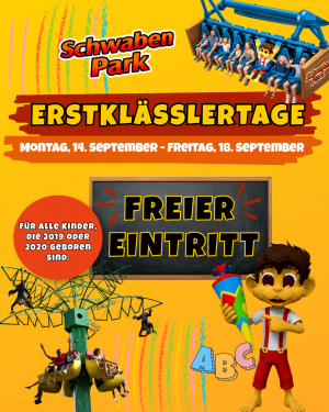 Freier Eintritt für alle Erstklässler vom 14.-18.09. im Schwaben Park
