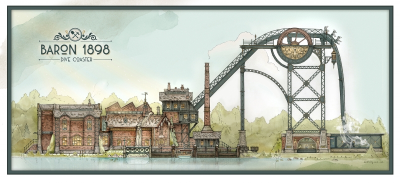Artist Impression Dive Coaster 'Baron 1898'