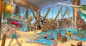 Der Abenteuerspielplatz â€žSkip Strandâ€œ mit versunkenen Dreimastern, samt einer Vielzahl an Netzen, Tauen und Masten. - Foto 1